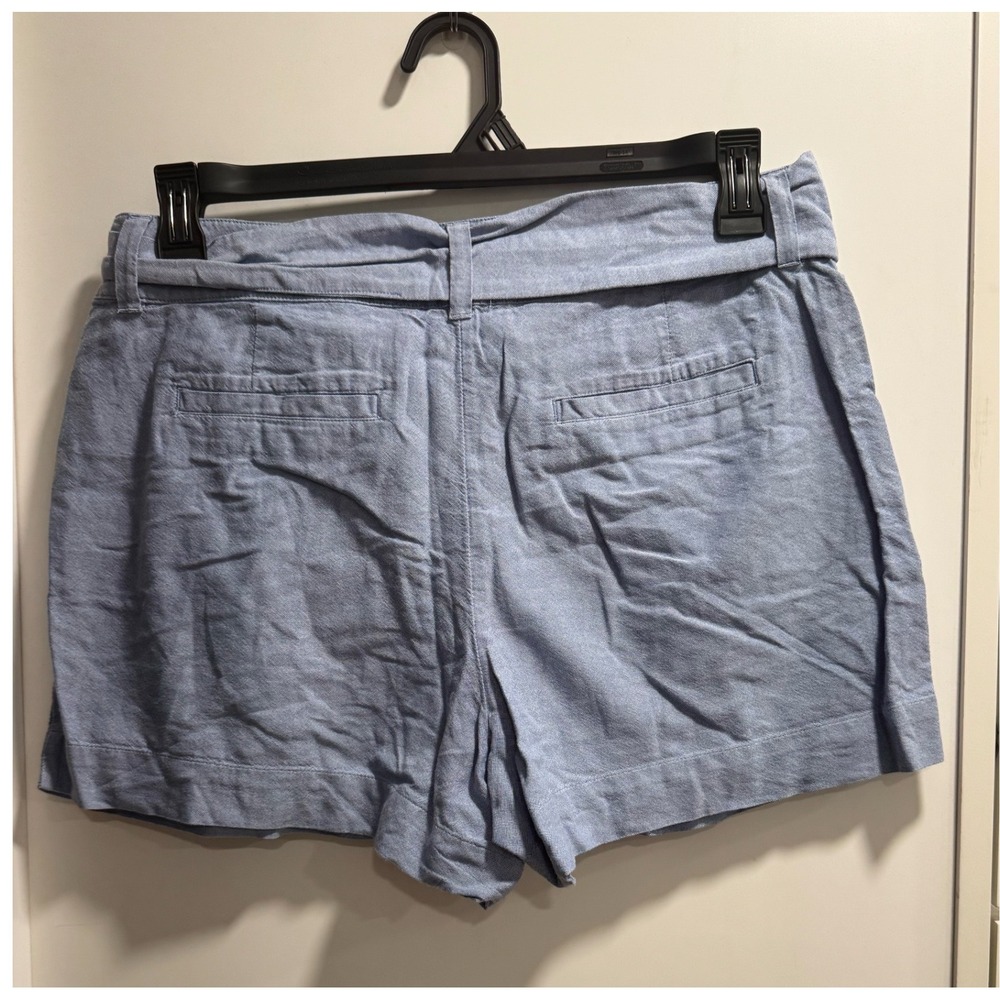 Vineyard Vines Blue Oxford Pleated Tie Waist Shorts 2H0559 Womens Size 10 - Picture 2 of 7